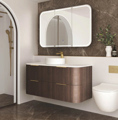 Havana 1200mm Sable Walnut Fluted Wall Hung Curve Vanity