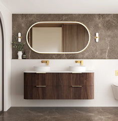 Havana 1500mm Sable Walnut Fluted Wall Hung Curve Vanity