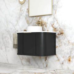 HAMPSHIRE 750MM SATIN BLACK WALL HUNG CURVE VANITY