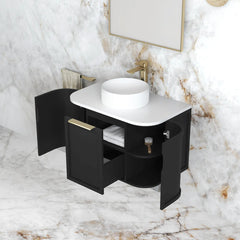 HAMPSHIRE 750MM SATIN BLACK WALL HUNG CURVE VANITY