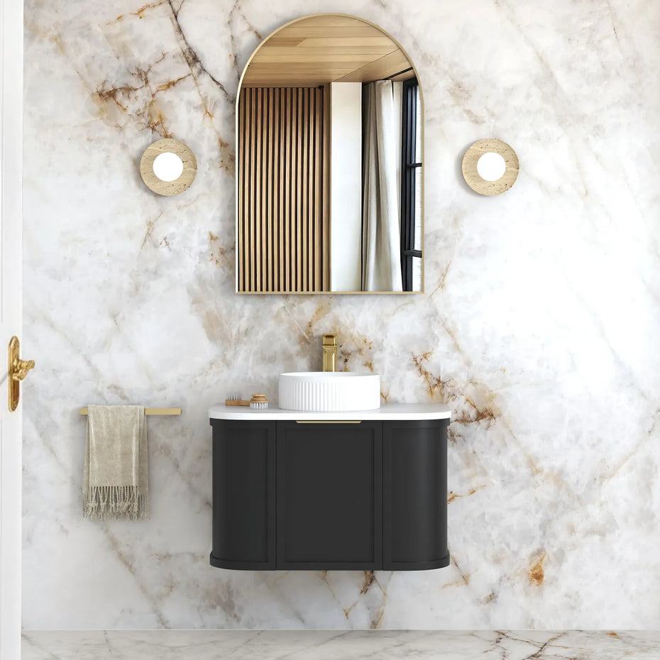 HAMPSHIRE 750MM SATIN BLACK WALL HUNG CURVE VANITY