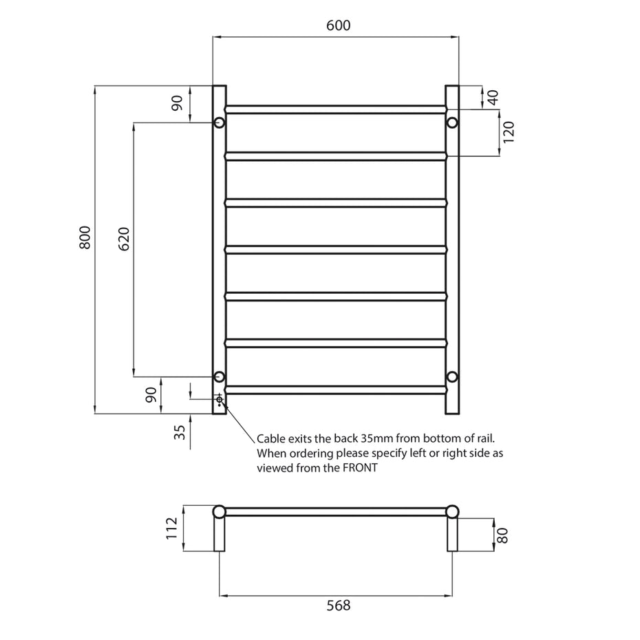Heated Round Ladder 600 X 800 mm