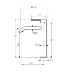 Lucid Pin Series Tall Basin Mixer