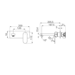 Ecco Wall Basin/Bath Mixer with Back Plate