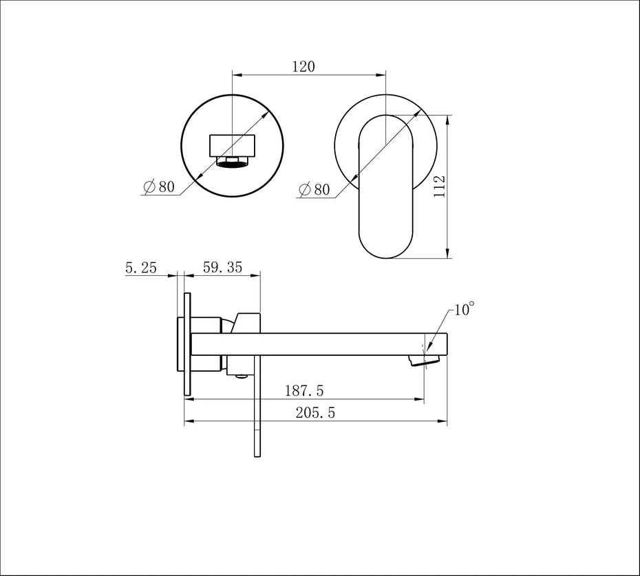 Ecco Wall Basin/Bath Mixer Separate Back