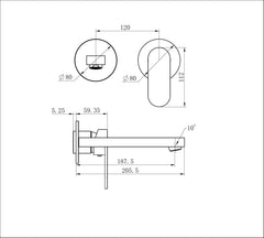 Ecco Wall Basin/Bath Mixer Separate Back