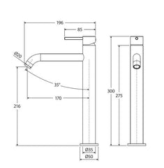 Kaya Tall Basin Mixer - Fienza