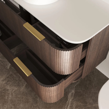 Havana 1200mm Sable Walnut Fluted Wall Hung Curve Vanity