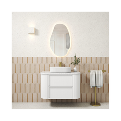 PRE ORDER - Ramee Fluted Wall Hung 900mm Matte White Cabinet