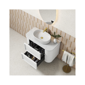 PRE ORDER - Ramee Fluted Wall Hung 900mm Matte White Cabinet