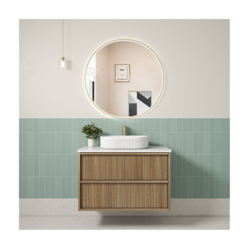 Venetta Fluted Framed Wall Hung 900mm Harvest Oak Cabinet