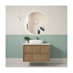 Venetta Fluted Framed Wall Hung 900mm Harvest Oak Cabinet