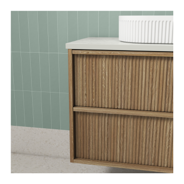 Venetta Fluted Framed Wall Hung 900mm Harvest Oak Cabinet