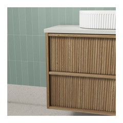 Venetta Fluted Framed Wall Hung 900mm Harvest Oak Cabinet