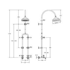 Lillian Lever Exposed Rail Shower & Bath Set