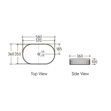 Oval Fluted Basin 580x360MM
