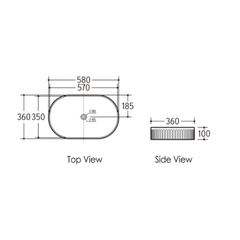 Oval Fluted Basin 580x360MM