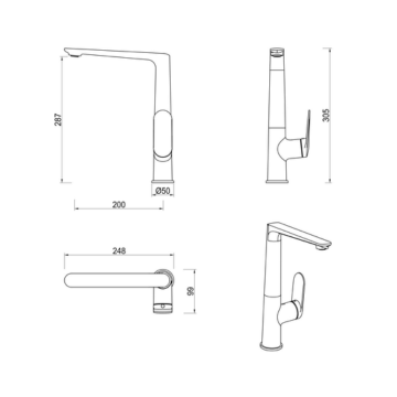 Lantra Sink Mixer - 5 Colours Available