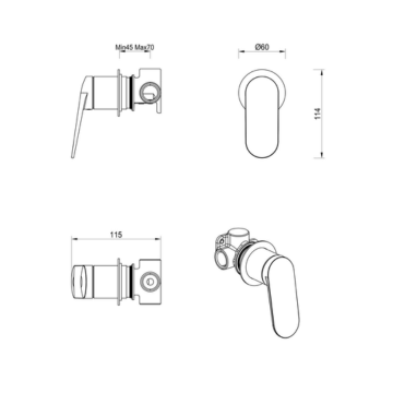 Lantra Wall Mixer - 5 Colours Available