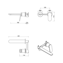 Lantra Wall Mixer-Spout Combo - 5 Colours Available