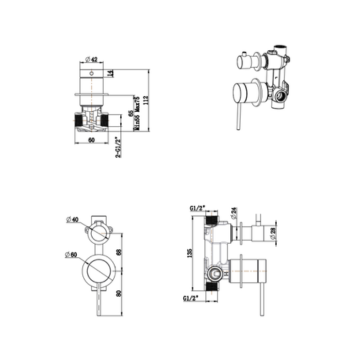Mica Wall Mixer with Diverter - 6 Colours Available