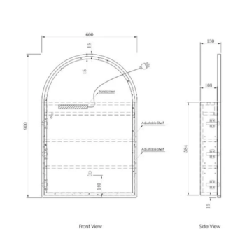 LED Archie 900x600 Black Oak Shaving Cabinet