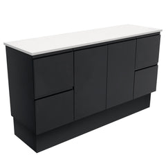 Willo Satin Black 1500 Vanity on Kickboard