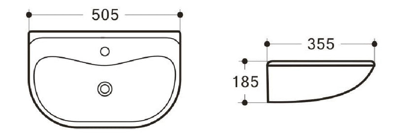 WB 5035W MOBI wall hung basin (with bracket)