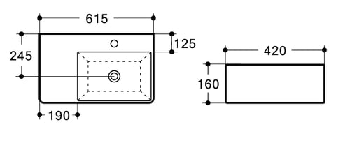 WB 6141 L/R URBANO wall hung basin(right hand / Left Hand bowl)