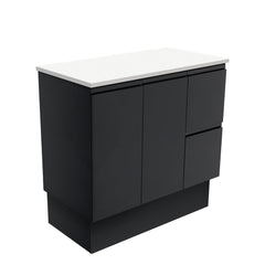 Willo Satin Black 900 Vanity on Kickboard, Right Hand Drawers