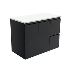 Willo Satin Black 900 Wall-Hung Vanity, Right Hand Drawers