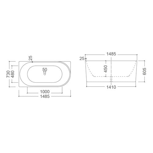 ECT Bondi Corner Bathtub 1500mm/1700mm