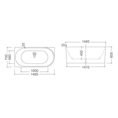 ECT Bondi Corner Bathtub 1500mm/1700mm
