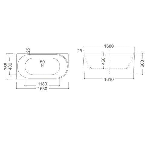 ECT Bondi Corner Bathtub 1500mm/1700mm