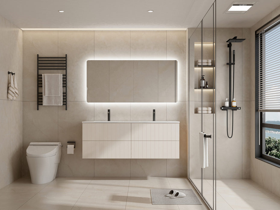 Coastal 1500 Double Wall Hung VJ Paneling Bathroom Vanity