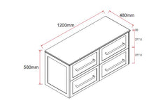 Lily Wall Hung 1200mm Hampton Shaker Style Bathroom Vanity