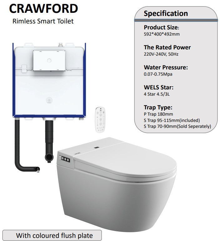 AULIC Crawford Rimless Smart Toilet with Flush Plate