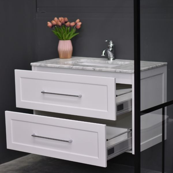 Lily Wall Hung 900mm Hampton Shaker Style Bathroom Vanity