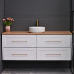 Lily Wall Hung 1500mm Hampton Shaker Style Single Basin Bathroom Vanity