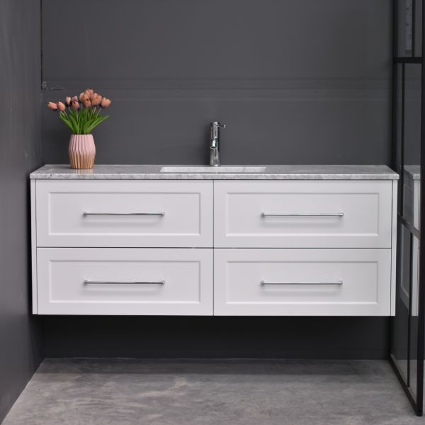 Lily Wall Hung 1500mm Hampton Shaker Style Single Basin Bathroom Vanity
