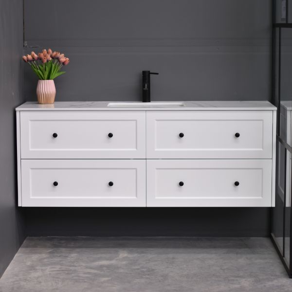 Lily Wall Hung 1500mm Hampton Shaker Style Single Basin Bathroom Vanity