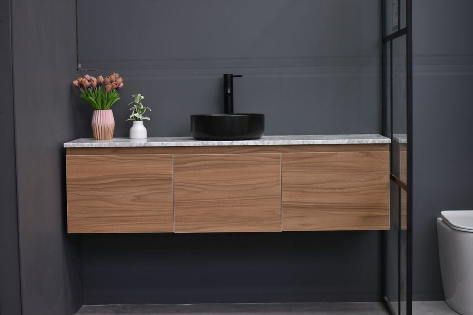 MALOO 1500mm Timber Look Wall Hung Bathroom Vanity - Single Or Double basin- (FREE DELIVERY UNAVAILABLE ON CLEARANCE ITEMS)