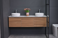 MALOO 1500mm Timber Look Wall Hung Bathroom Vanity - Single Or Double basin- (FREE DELIVERY UNAVAILABLE ON CLEARANCE ITEMS)