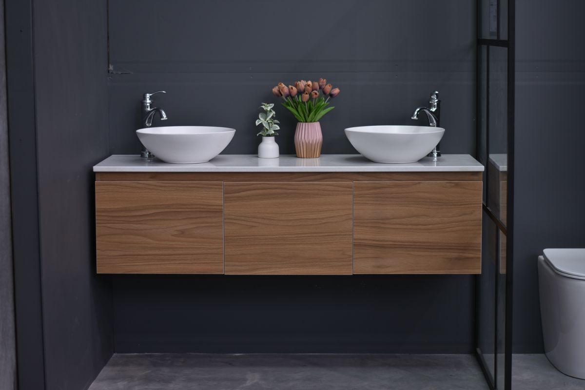 MALOO 1500mm Timber Look Wall Hung Bathroom Vanity - Single Or Double basin- (FREE DELIVERY UNAVAILABLE ON CLEARANCE ITEMS)