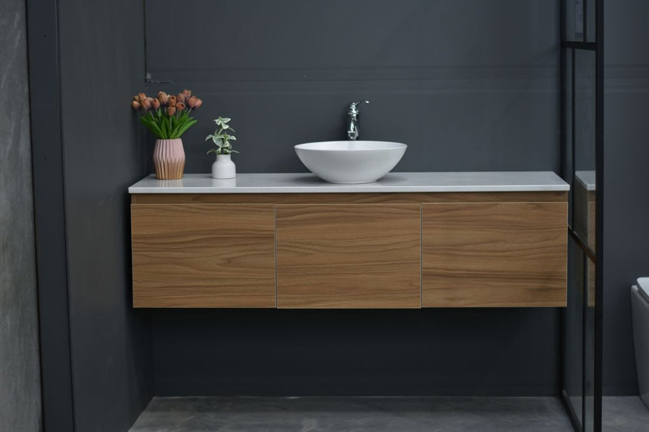 MALOO 1500mm Timber Look Wall Hung Bathroom Vanity - Single Or Double basin- (FREE DELIVERY UNAVAILABLE ON CLEARANCE ITEMS)