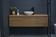 MALOO 1500mm Timber Look Wall Hung Bathroom Vanity - Single Or Double basin- (FREE DELIVERY UNAVAILABLE ON CLEARANCE ITEMS)