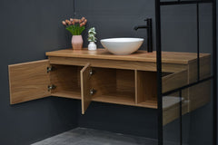 MALOO 1500mm Timber Look Wall Hung Bathroom Vanity - Single Or Double basin- (FREE DELIVERY UNAVAILABLE ON CLEARANCE ITEMS)
