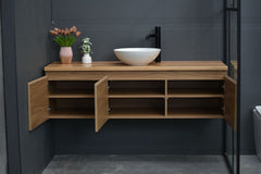 MALOO 1500mm Timber Look Wall Hung Bathroom Vanity - Single Or Double basin- (FREE DELIVERY UNAVAILABLE ON CLEARANCE ITEMS)