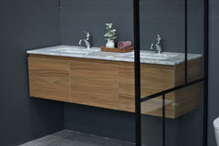 MALOO 1500mm Timber Look Wall Hung Bathroom Vanity - Single Or Double basin- (FREE DELIVERY UNAVAILABLE ON CLEARANCE ITEMS)