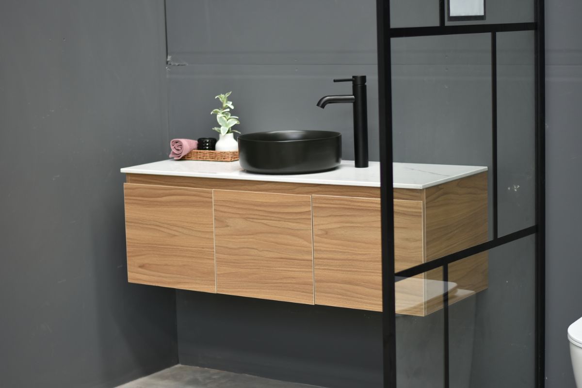 MALOO  SALE- 1200mm Timber Look Wall Hung Bathroom Vanity- (FREE DELIVERY UNAVAILABLE ON CLEARANCE ITEMS)